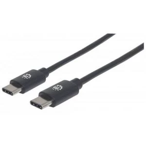 Image of Manhattan USB-C to USB-C Cable 2m Male to Male 480 Mbps (USB 2.0) Hi-Speed USB Black Lifetime Warranty Polybag