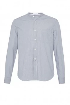 Image of Mens French Connection Gallery Gingham Peached Cotton Shirt Blue