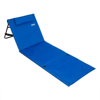 Image of Folding Beach Mat Portable Backrest Lightweight Outdoor Sun Lounger Bed Padded 63x21 Blue - Deuba