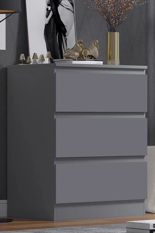 Image of FW Style Stora 3 Drawer Chest Of Drawers Matt Dark Grey STR3CDKGY
