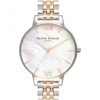 Image of Mother Of Pearl White Bracelet Rose Gold & Silver Watch