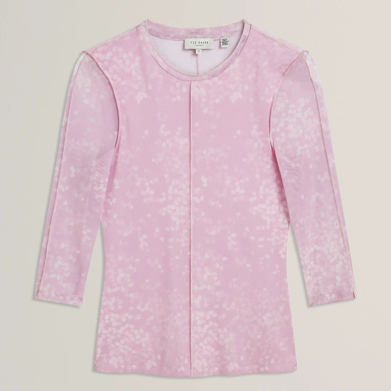 Image of Ted Baker Ted Mesh Print Top Ld63 Pl-Pink female 6 (2X)