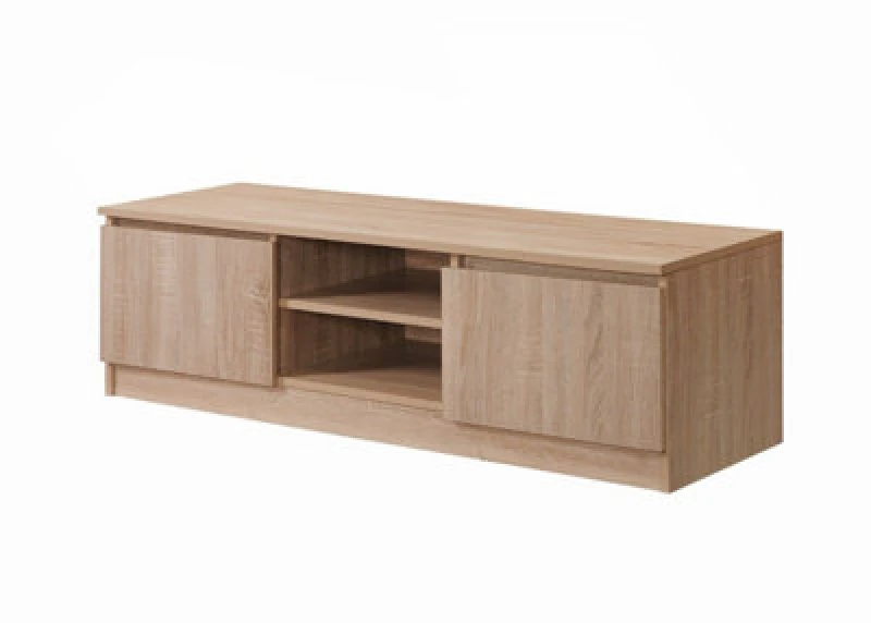 Image of Timber Art Design Modern TV Unit 120Cm Media Cabinet 2 Doors + Shelf Sonoma Oak