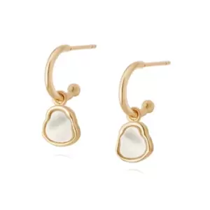 Image of Daisy London Jewellery 18ct Gold Plated Sterling Silver Isla Mother Of Pearl Drop Earrings 18Ct Gold Plate