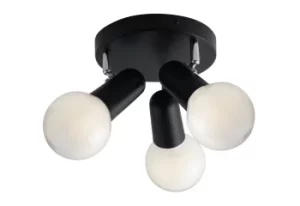 Image of Punto Triple Cluster Ceiling Spotlight, Black, E27