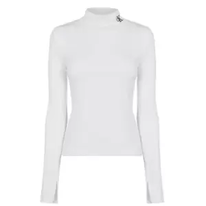 Image of Calvin Klein Jeans Rib Mock Neck T Shirt - White