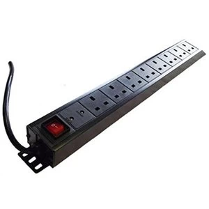 Image of Dynamode PDU-8WS-V-SP-1U power distribution unit (PDU) Black 8 AC outlet(s) UK Plug