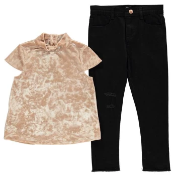 Image of Firetrap 2 Piece Jeans Set - Blush/Black