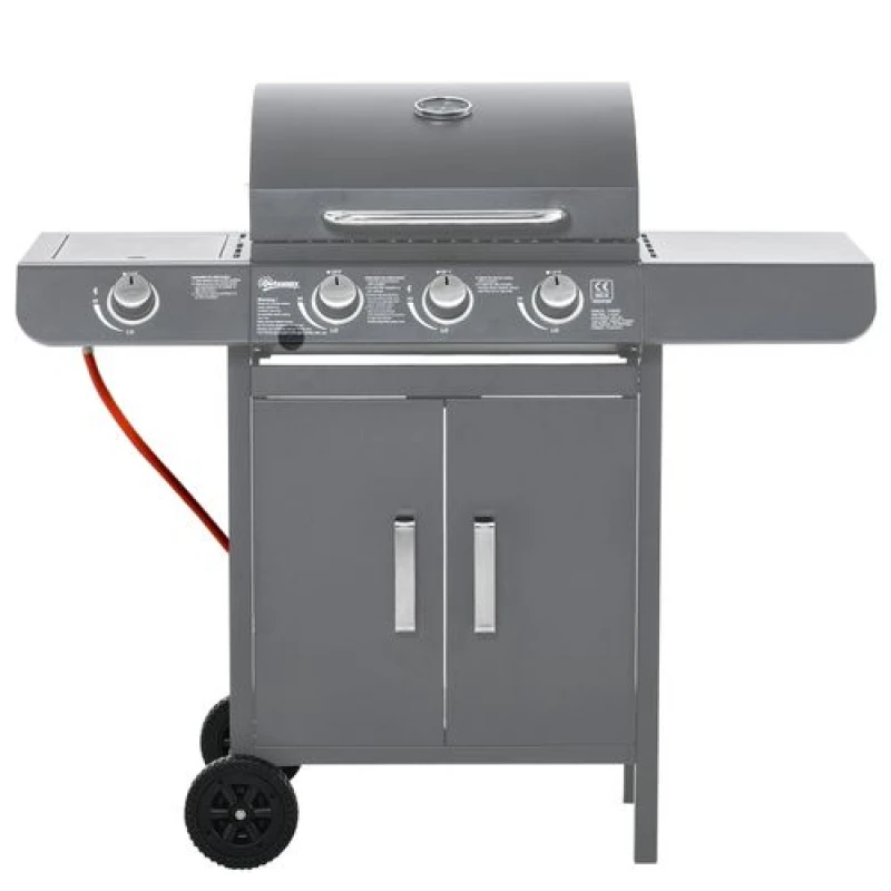 Image of Outsunny Gas Barbecue Grill 3+1 Burner Garden BBQ w/ Large Cooking Area Grey