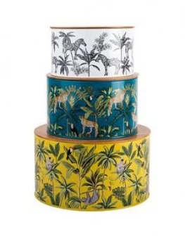 Image of Summerhouse By Navigate Madagascar Trio Of Nesting Tins With Bamboo Lids
