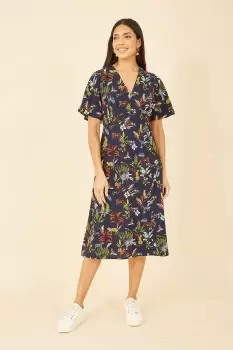 Image of Navy Animal Kingdom Print Midi Dress