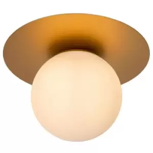 Image of Lucide TRICIA - Flush Ceiling Light - Ø25cm - 1xE27 - Matt Gold, Brass
