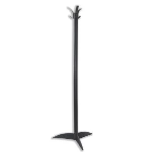 Image of Acorn Alto Hat and Coat Stand Extruded Polymer Recycled Plastic 3 Tough Hooks H1550mm Black