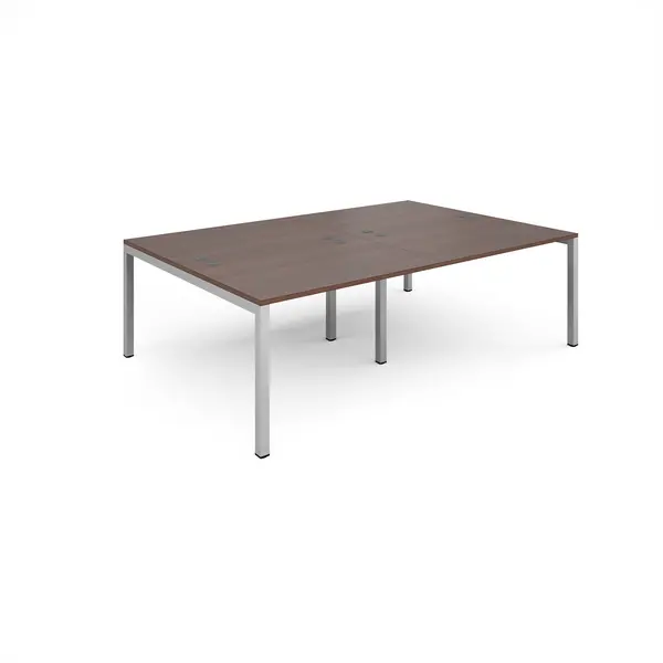 Image of Connex Double Back to Back Office Desk - 2400mm x 1600mm - Silver - Walnut