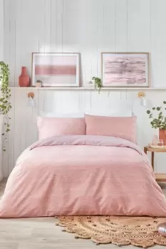 Image of 'Bethan' Relaxed Slub Stripe Reversible Duvet Cover Set