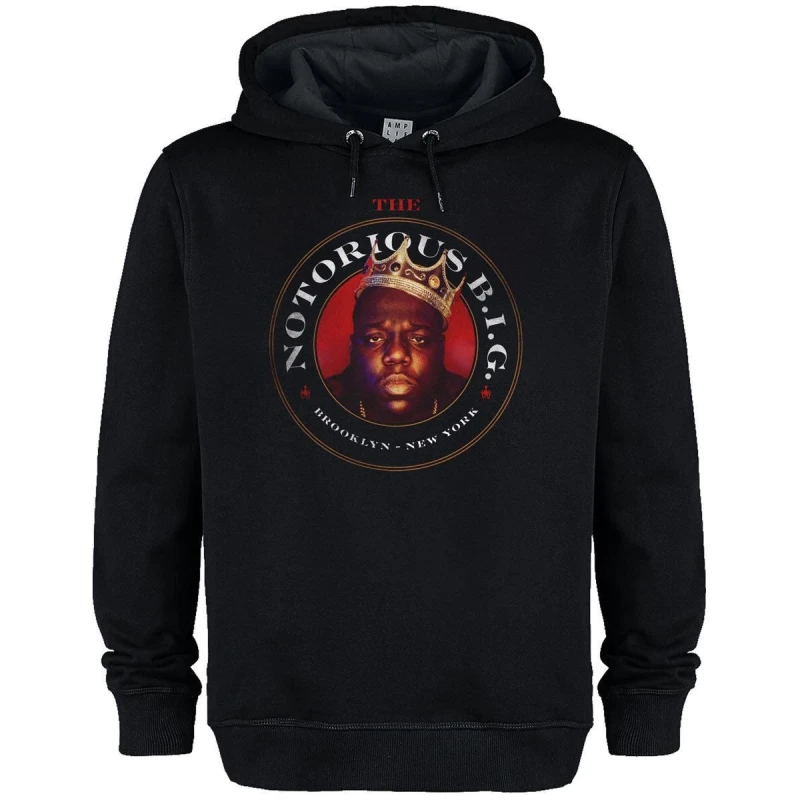 Image of Amplified Amplified Men Biggie Crest Notorious Big Hoodie in Black Size: X-Small Black XS Male 5063693000424