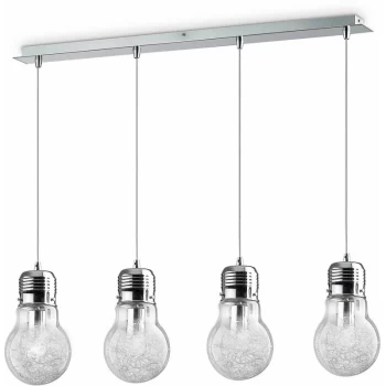 Image of Ideal Lux Lighting - Ideal Lux Luce Max - Light Bulb Shape Hanging Ceiling Pendant 4 Light Chrome, E27