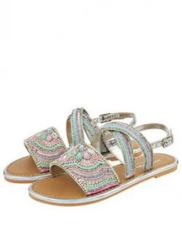 Image of Monsoon Girls Allie Silver Beaded Sandal - Silver