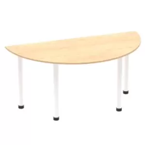 Image of Impulse 1600mm Semi-Circle Table Maple Top White Post Leg