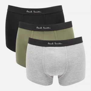 Image of Paul Smith Mens 3 Pack Trunks - Black/Khaki/Grey Melange - M