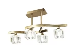 Image of Cuadrax Semi Flush Ceiling 4 Light G9, Antique Brass