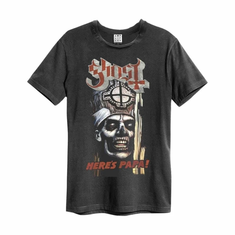 Image of Amplified Amplified Men Here's Papa Ghost T-Shirt in Charcoal Size: Small Charcoal S Male 5063470045341