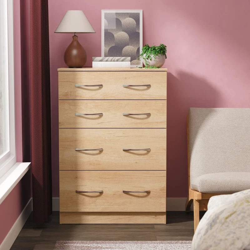 Image of Ready Assembled 2 U Hampshire 4 Drawer Deep Chest (Ready Assembled) in Light Brown Light Brown Unisex