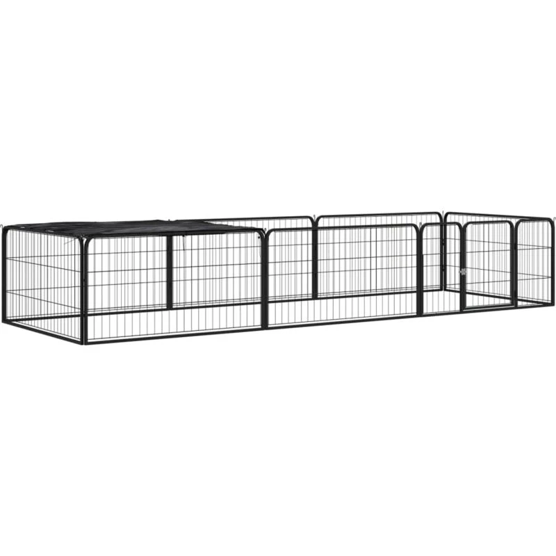 Image of VIDAXL 8-Panel Dog Playpen Black 100x50cm Powder-coated Steel Vidaxl 8720287159094