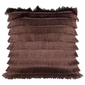 Image of Furn Flicker Tiered Fringe Cushion Cover (45 x 45 cm) (Rock Rose)