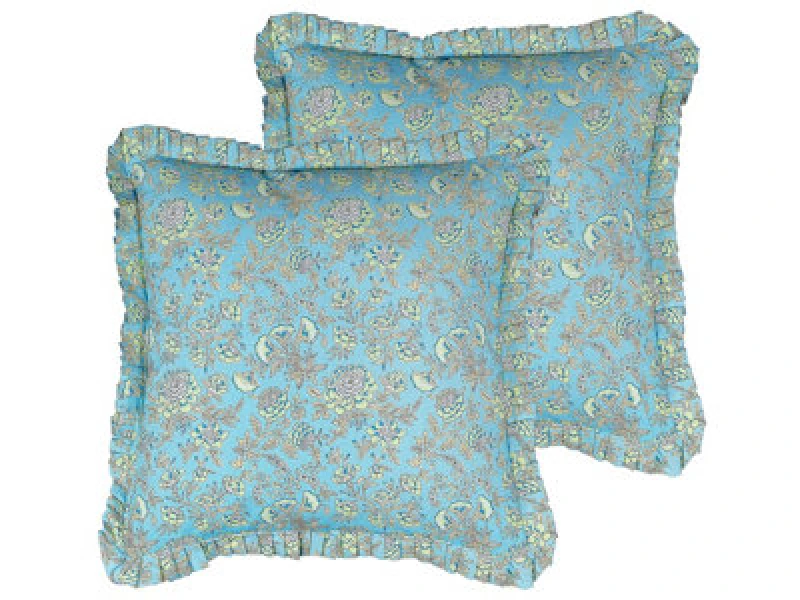 Image of BELIANI Beliani - Set of 2 Decorative Pillows Cotton Fabric Flower Pattern 45 x 45cm Multicolour 348442