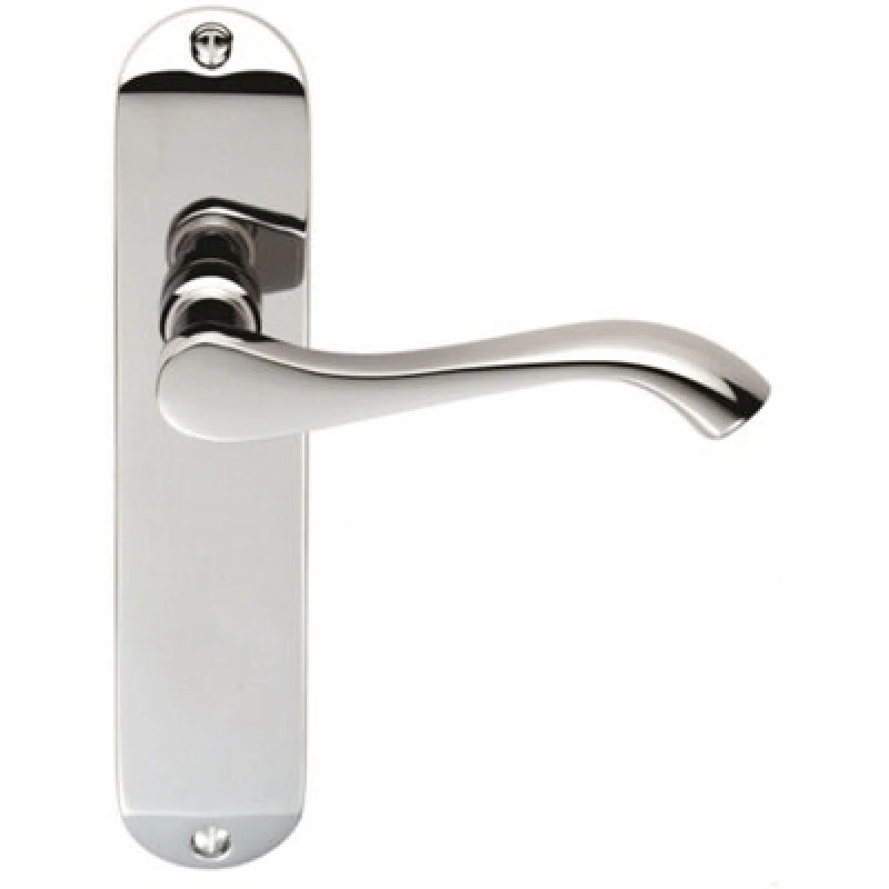 Image of Loops PAIR Scroll Lever Door Handle on Latch Backplate 180 x 40mm Polished Chrome Multi