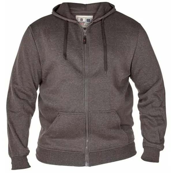 Image of D555 by Duke Duke Plain Zip Hoodie Colour: GREY MARL, Size: 5XL