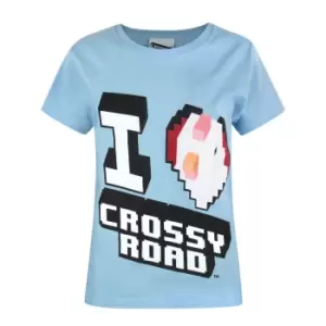 Image of Crossy Road Childrens Girls I Love Crossy Road T-Shirt (9-10 Years) (Blue)