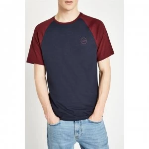 Image of Jack Wills Verwood Raglan T-Shirt - Nvy/Damson