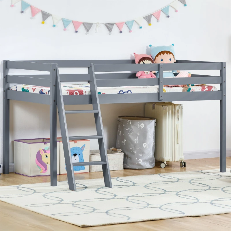 Image of Lassic Sydney Single Kids Bunk Bed With Mattress Set Grey unisex Single