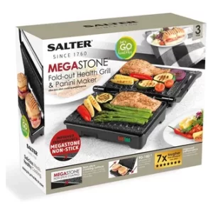 Image of Salter EK2384MG MegaStone Fold Out Health Grill Panini Maker Black