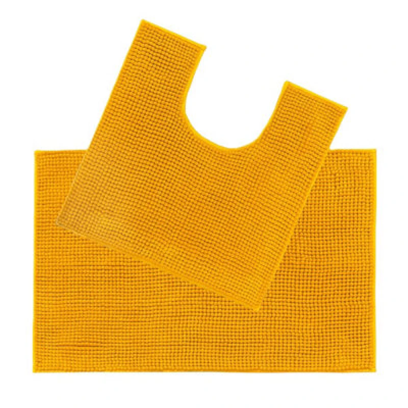 Image of Allure Bath Fashions Supersoft Chenille Bobble Two Piece Bath & Pedestal Mat Set - Mustard