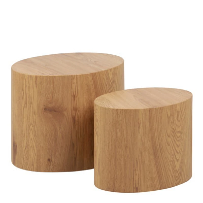 Image of Furniture To Go Mice Oval Coffee Table in Oak Set of 2 Light Oak