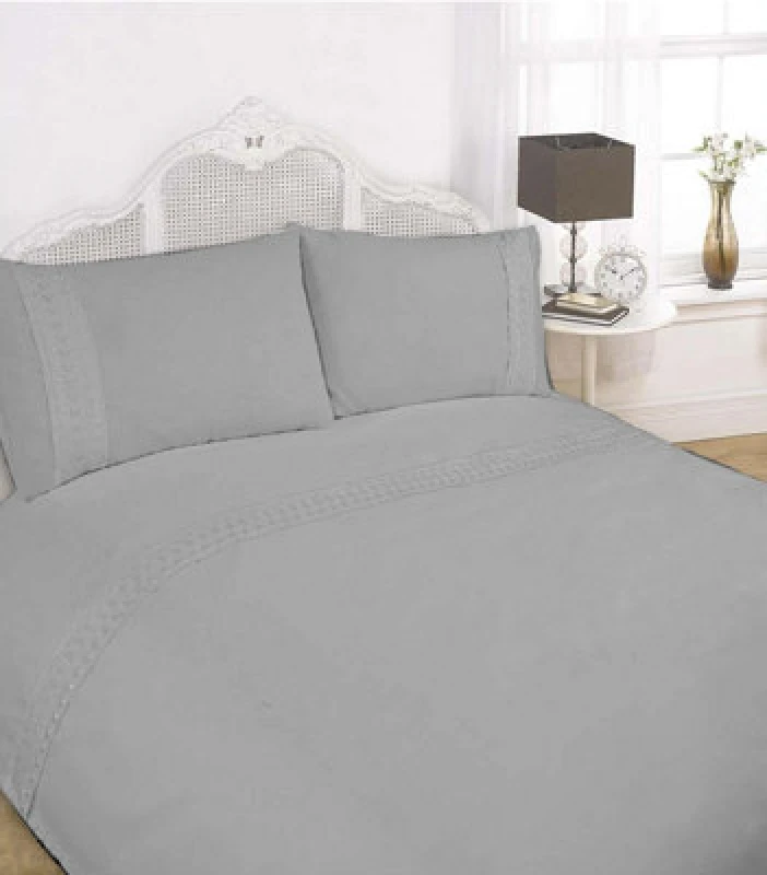 Image of Rapport Home Sorrento Polycotton Duvet Set With Pillowcase Silver