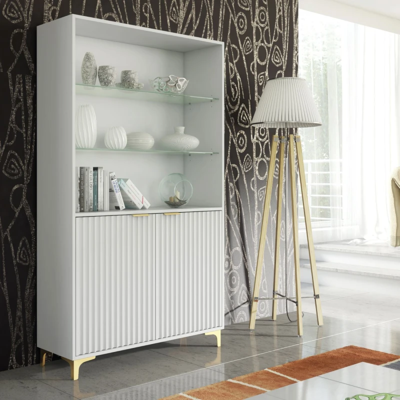 Image of Creative Furniture Creative Furniture Tide Crest Display Cabinet 175cm - Modern Fluted Design in Grey or White White One Size Unisex 5061075241571