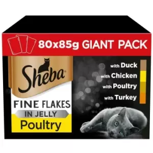 Image of Sheba Fine Flakes Poultry Cat Food 80 x 85g