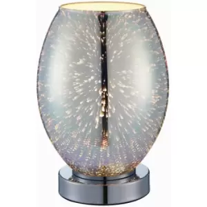 Image of Touch On/Off Table Lamp Holographic Glass Shade Unique Modern Bedside Desk Light