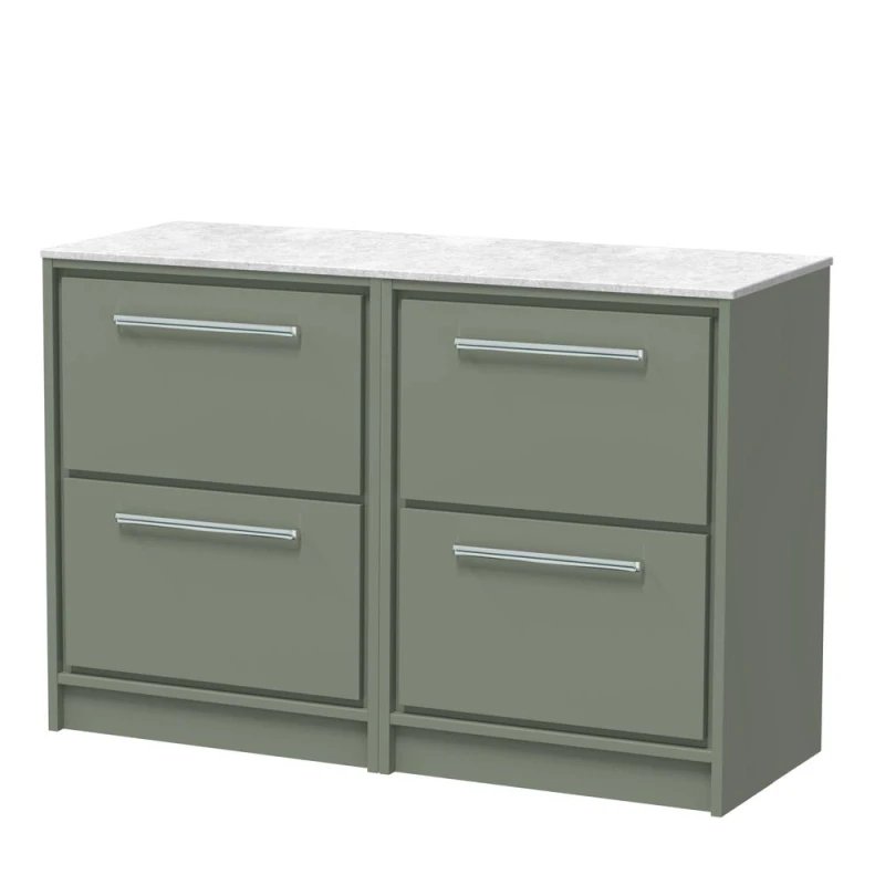 Image of Balterley 1200mm Floor Standing 4-Drawer Vanity with Marble Worktop - Fern Green Green Unisex