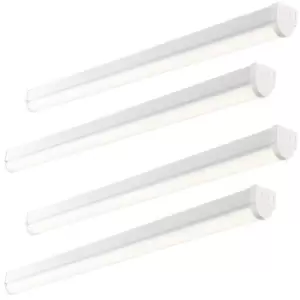Image of 4 PACK 6ft High Lumen Batten Light - 68.5W Cool White LED - Gloss White & Opal