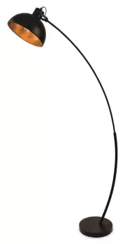 Image of Lotus 1 Light Floor Light Black with Gold Leaf Effect, E27