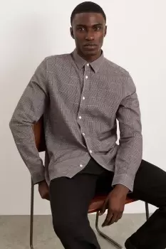 Image of Brown Mini Circle Checked Printed Shirt