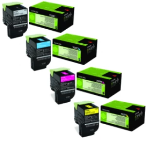 Image of Lexmark 702 Black & Tri Colourr Laser Toner Ink Cartridge