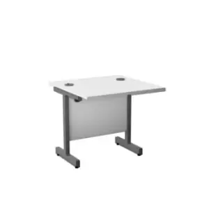 Image of 800 X 800 Single Upright Rectangular Desk White-Silver