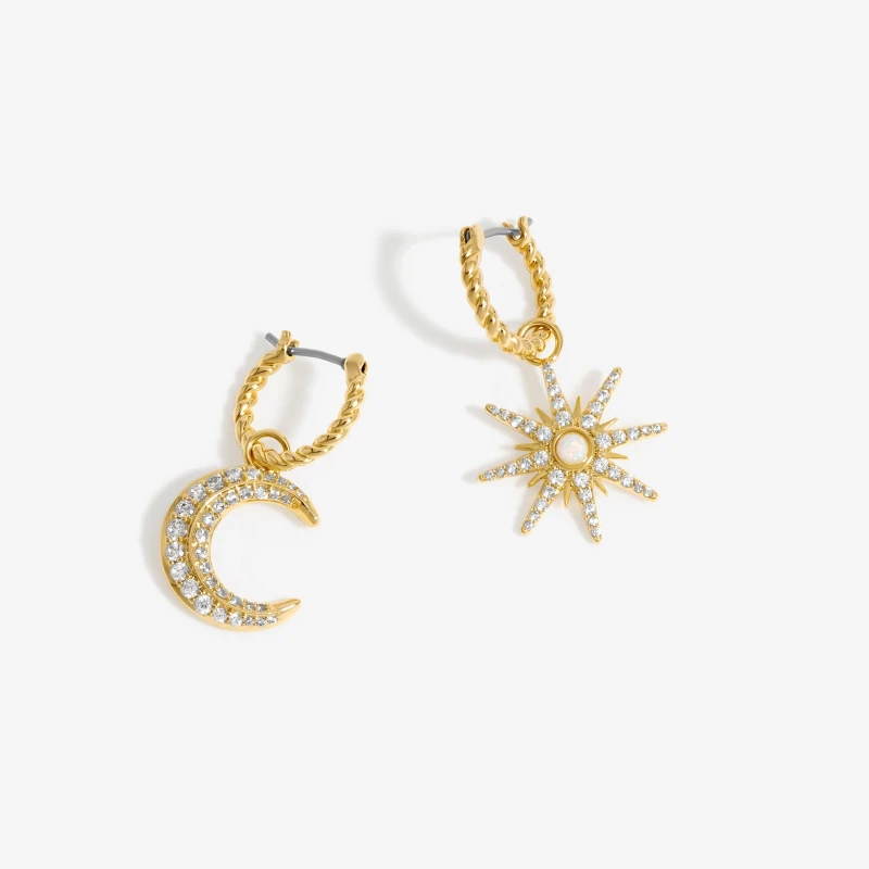 Image of Inicio Gold Plated Celestial Opal Mis Match Earrings - Gi Jewellery Sets One Size Gold 70554510000