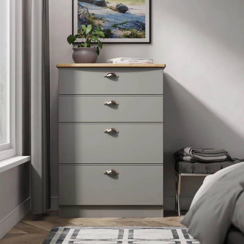Image of Ready Assembled 2 U Albert 4 Drawer Deep Chest (Ready Assembled) in Dark Grey Size: Medium Dark Grey Unisex Medium